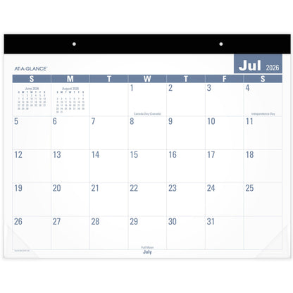AT-A-GLANCE Desk Calendar 2026-2027 Planning Pad, Academic 12-Month July-June, Monthly, 21-3/4" x 17" Standard, Easy-to-Read, Unruled Daily Blocks (SKLPAY32)