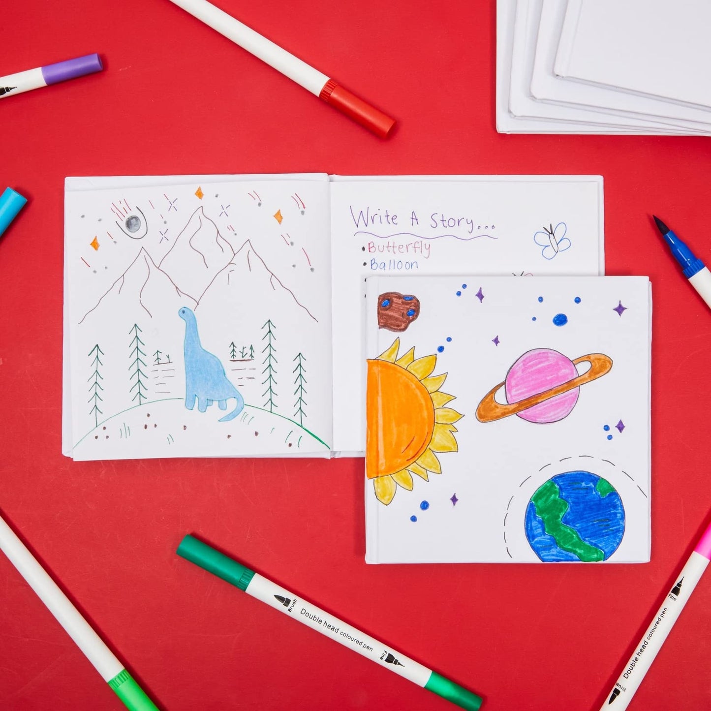 Paper Junkie Blank Books for Kids to Write Stories - 5.2 x 5.2 in White Hardcover, 6-Pack - Unlined Sketchbook Journal & Composition Notebook - Drawing Notebook for Kids - Create Your Own Book