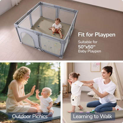 Baby Play Mat for Floor,50"x50" Vegan Leather Playpen Mat,1.3'' Thick Memory Foam Padded Play Mat,Cushioned & Waterproof Play Mats,Non Slip Crawling Playmat for Toddlers,Infants,Kids
