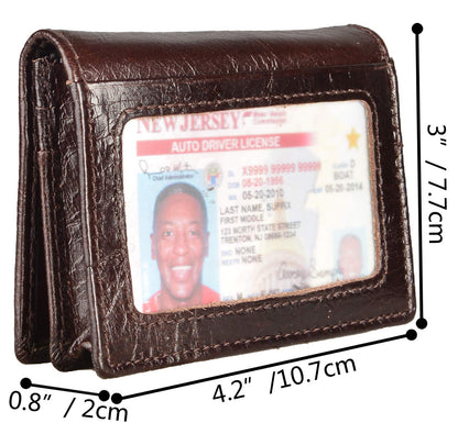 Easyoulife RFID Genuine Leather Bifold ID/Business Credit Card Case Holder for Men Slim Front Pocket Wallet Button(coffee)