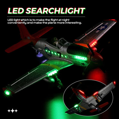 CKYSCHN WLtoys XK A280 RC Airplane, P51 Mustang 4 Channel RC Plane with Lights, 6G/3D Brushless RC Planes, 2.4G Remote Control Airplane, Hobby RC Planes Gifts for Adults