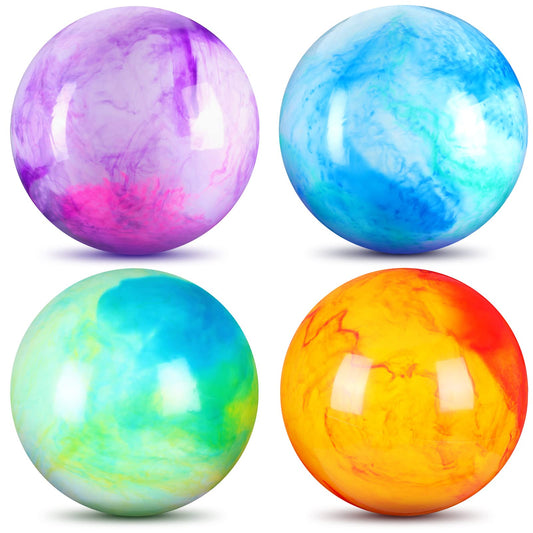 Deekin 4 Pcs 15 Inches Marbleized Bouncy Balls Large Size Cloud Inflatable Ball Colorful PVC Playground Beach Bouncy Sensory for Adult Pet Playing Outdoor Pool Game Party Supplies