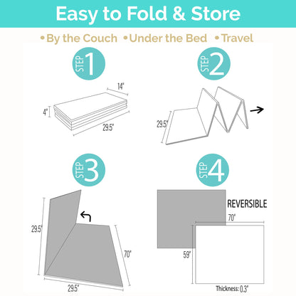 JumpOff Jo Foldable Foam Play Mat – Large Waterproof Baby & Toddler Activity Floor Mat, Double-Sided 70 x 59 Inch Play Surface - Westbound
