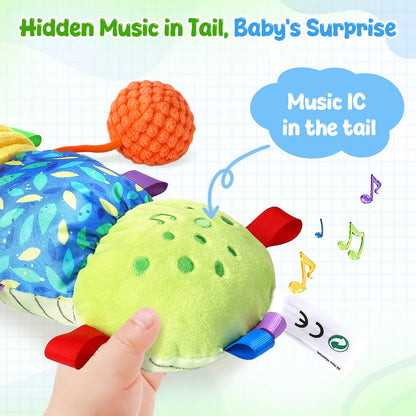 Musical Caterpillar Baby Toys 0-6 6-12 Months, Multi-Functional Sensory Tummy Time Toys for Newborn Infants Boys & Girls, Developmental Stuffed Animal Toys, Baby Shower & Baby Gifts