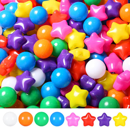 TRENDPLAY Star Ball Pit Balls for Toddlers - 100 Count Star Balls Different Shapes, Non-Toxic Plastic Balls for Safe Play, Boys Girls Festival Party Decoration, Rainbow