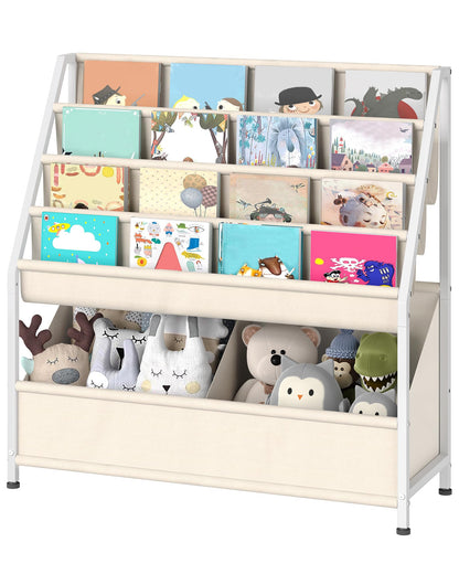 CHOEZON Kids Bookshelf, 4-Tier Bookshelf for Kids, Large Capacity Book and Toy Storage Organizer, Toddler Book Shelf for Kids Room, Nursery, Playroom, Beige TCW09WM
