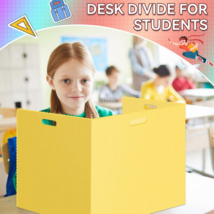 24 Pcs Desk Dividers for Students Plastic Durable and Waterproof Privacy Folders Shields Test Dividers with Classroom Privacy Boards for School Study Teacher Supplies (Yellow)