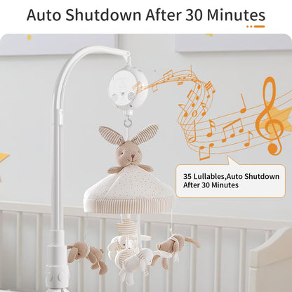 FEISIKE Baby Crib Mobile Arm with Music Box Spin Motor,23 Inch,Volume Control,3 Modes(Turn & Music,Turn Only, Music Only),Nursery Decor Hanger,Holder for DIY Clamp Mobile,35 Lullabies,30 Min Auto-Off