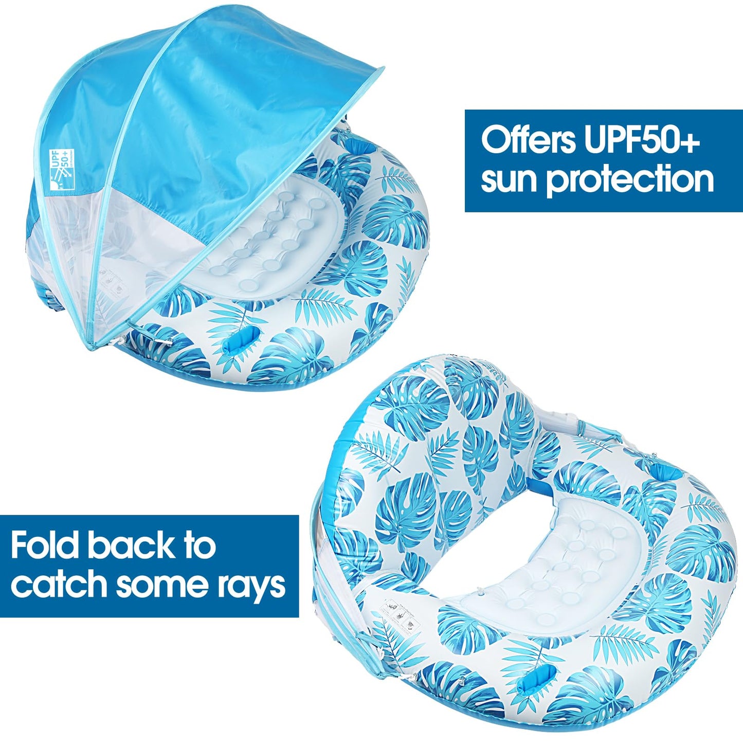 COOLCOOLDEE New Upgraded Pool Chair Float with Shade,XL Pool Floats for Adults Heavy Duty,Inflatable Pool Chair Lounge Float with Cup Holder & Backrest for Pool,Lake,Beach