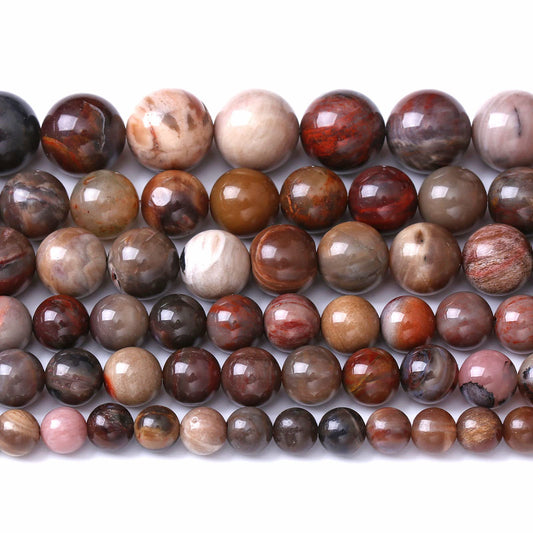 6MM 60PCS Natural Stone Petrified Wood Jasper Loose Beads for Jewelry Making DIY Bracelet