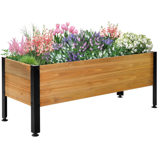 Notume Wood Rectangular Garden Planter Box Raised Bed Outdoor,Planters for Outdoor Plants 37x13x15in Elevated Herbs Vegetables Flowers Great Patio Deck Balcony (37x13x15in Brown)