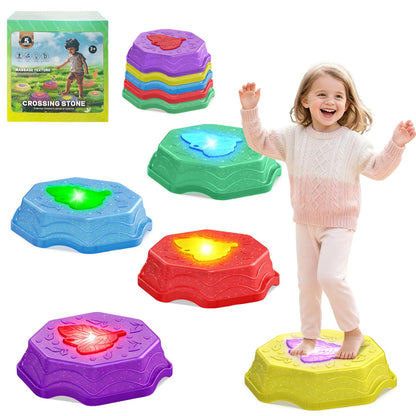 ABVSAB Stepping Stones for Kids with Light & Music,Toddler Sensory Toy for Obstacle Course Coordination，4 Year Old Girl Birthday Easter Gifts for Kids Boys Girls 3+