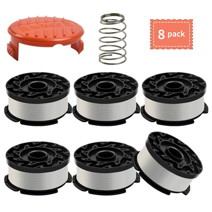 String Trimmer Line for Black and Decker Trimmer/Edger, AF-100, 6 Spools , 1 Cap , 1 Spring