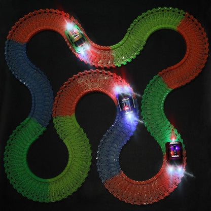 Tracks Cars Only Replacement, Flex Track Race cars for Magic Tracks Glow in the Dark, LED Lights Up Battery Operated Snap N Glow Trax cars Accessories, Compatible with Most Car Tracks for Kids (4pack