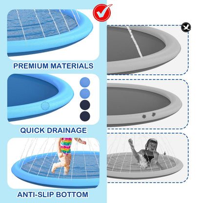 Splash Sprinkler Pad for Dogs - 67" Thicken Pet Swimming Pool Bathtub, 2024 New Packaging Pet Summer Backyard Playset & Water Toys(67",Blue)