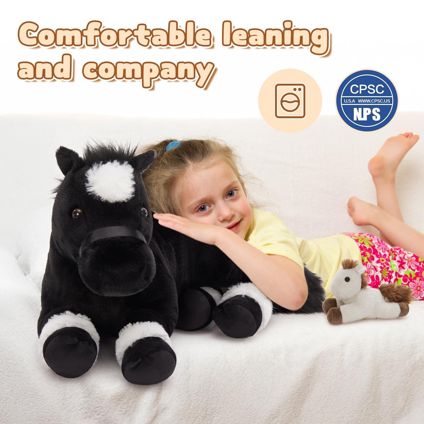 MaoGoLan 4 Pcs Horse Stuffed Animal Set, Large Stuffed Mommy Horse with Babies Pony Plush Toy for Girl Boy Kid, Pony Stuffed Animal for Easter Birthday Baby Shower Decor, 18 inches