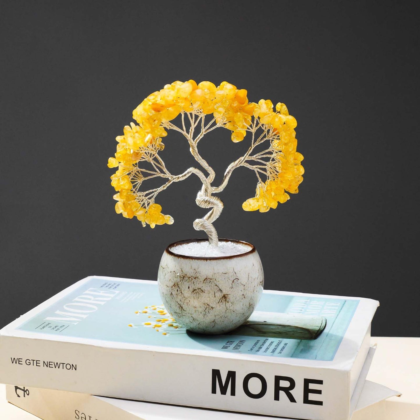 Runyangshi Citrine Crystal Tree of Life - 7in Chakra Crystal Money Tree with 297 Natural Healing Crystal Gemstone for Feng Shui, Luck, Balancing Energy Home Decor & Spiritual Gift