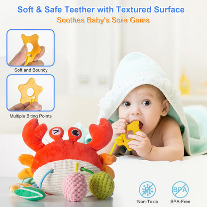 Lynncare Car Seat Toy for Babies 0-6 Months, Stroller Toy with a Convenient Clip, Carseat Toys Hanging Baby Accessories,Built-in Bell, Rattle,Mirror for Infant,Babies Gift 0-3-6-12 Months Boy Girl