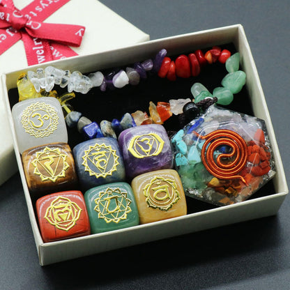 Chakra Crystal Healing Set – 7 Chakra Healing Stones, Orgone Pendant & Bracelet for Energy Balancing, Meditation, Yoga, Spiritual Gift
