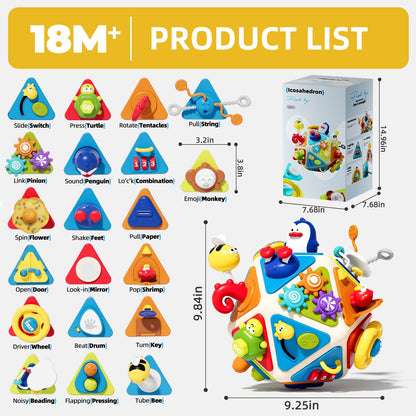 Vanvimen 20-in-1 Toddler Busy Board Activity Cube Toys, Montessori Toy for 1 2 Year Old Boys Girls Kids, Early Educational Active Toy for Toddler 1-3, Christmas Toys Gifts for 1 2 Year Old Boy Girl