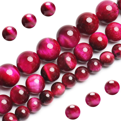 Natural Hot Pink Tiger Eye Beads, Grade AAA Gemstone Round Loose Beads 10MM 40PCs Bulk Lot Options, Semi Precious Stone Beads for Jewelry Making
