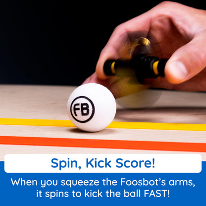Fat Brain Toys Foosbots On the Go Tabletop Trickshot Game, 2 Player Soccer Toys, Games for Kids Ages 6+
