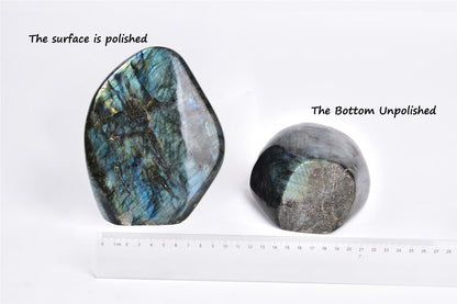 AMOYSTONE Decorative Stone Heavy Large Labradorite Polished Crystal Stone Slab Crystal Aura Healing Reiki Home Decor 3.5-4 LBS