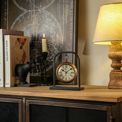 NIKKY HOME Small Retro Desk Clock, Silent Non-Ticking Classic Battery Operated Decorative Table Mantel Shelf Clock for Living Room