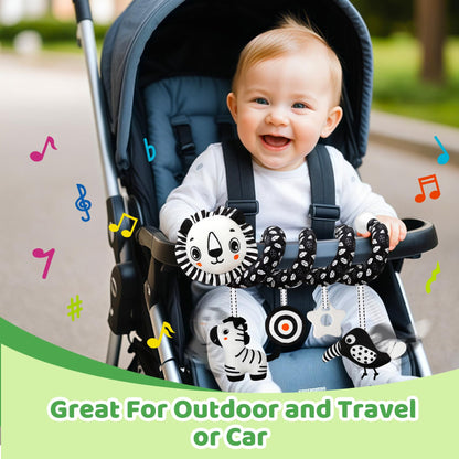 FQKIOMY Black and White High Contrast Baby Toys - Sensory Infant Hanging Carseat & Stroller Toy for Newborns 0-6,6-12Months Perfect Easter Birthday & Baby Shower for Babies Boys Girls