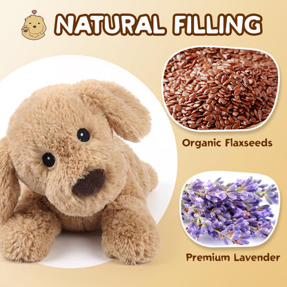 Dog Stuffed Animals, Microwavable Stuffed Animal Adorable Fluffy Puppy Plush for Warmth, Heatable Coolable Lavender Scent Puppy Plush Toy, Cute Soft Dog Plushies for Kids Adults Gift, Golden Retriever