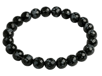 Amazing Gemstone Snowflake Obsidian Bracelet for Women - Chakra Mens Bracelet Protection Crystals and Healing Stones - Blessing Spiritual Meditation Stocking Stuffers (Faceted Beaded Bracelet)