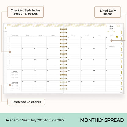 Blue Sky Day Designer 2026-2027 Daily and Monthly Academic Year Planner Calendar, July 2026 - June 2027, 8" x 10", Flexible Cover, Laminated Tabs, Storage Pocket, Includes Stickers, Annabel