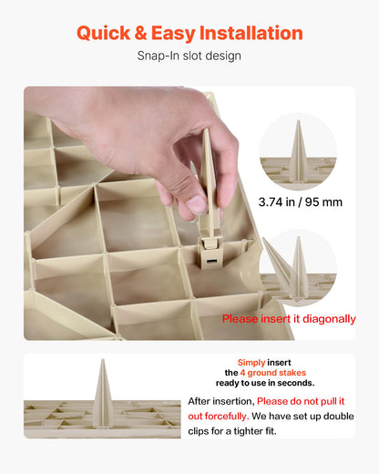 VEVOR Garden Stepping Stones, 8Pcs 15.5 x 15.5 in, Decorative Stepping Stones with Stakes, Weather-Resistant Plastic Pathway Pavers, Smooth Surface, Outdoor Walkway for Lawn Patio Landscape, Beige