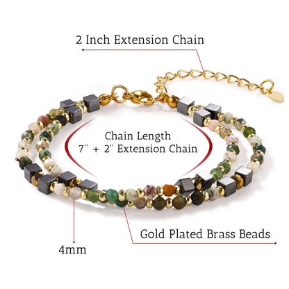 OTXIXTO Beaded Bracelets for Women 4mm Natural Gemstone Energy Chakra Healing Crystal Bracelet Dainty Handmade Jewelry Gifts - A2