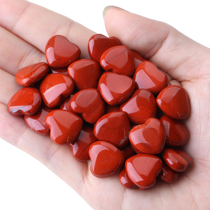 YATOJUZI 20PCS Red Jasper Heart Healing Crystals Natural Red Jasper Crystal Set Red Love Stones Polished Stone Bulk Wholesale Mini Pocket Gemstones Reiki Energy Gifts for Women