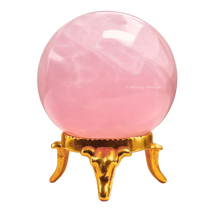 Amazing Gemstone Rose Quartz Crystal Ball with Stand - 2 Inches Crystal Sphere Meditation Balls for Witchcraft and Decorative Balls
