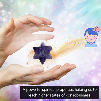 Amazing Gemstone Amethyst Merkaba Crystal - 0.75 Inches Metaphysical Merkaba Star for Meditation - Energetic Tetrahedron Crystal and Healing Stones for Spiritual Growth and Healing (15-20mm)