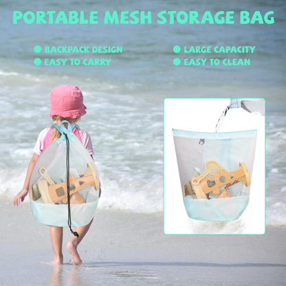 LBAIBB Sand Toys,Beach Toys for Kids,Sandbox Toy, Sand Wheel & Water Wheel Toys,Includes Bucket Shovel and Sand Rake for Beach,Water Guns Toys,Mesh Beach Toy Bag,Sand Toy for Kids Ages 3-13