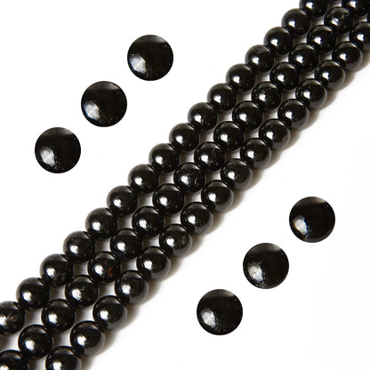 35pcs 10mm Black Tourmaline Beads Natural Gemstone Beads Round Loose Beads for Jewelry Making