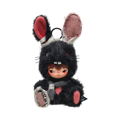 POP MART Hirono Little Hare Plush Doll Pendant, Hirono with Bunny Costume, Stuffed Animals, Stuffed Toy, Holiday Birthday Gift for Kids Adults