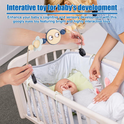 Adjustable Bouncer Toy Bar for BabyBjörn, Interactive Googly Eyes Toy for Bouncer Baby Car Seat Accessories, Easy to Install & Disassemble