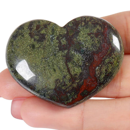 MAIBAOTA 45 mm Bloodstone Crystals Stones Heart Love Crystal Valentines Gifts for Herfriend Wife Palm Stone Reiki Crystal Gemstone Worry Stones for Anxiety