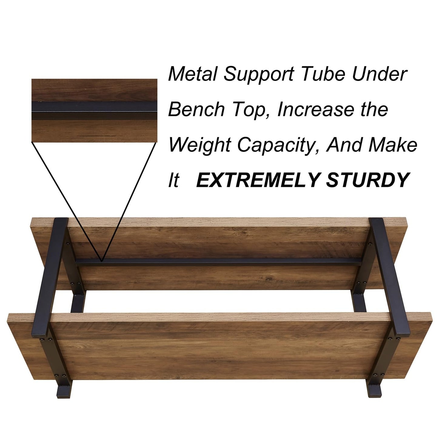 FOLUBAN Entryway Bench, Industrial Shoe Storage Bench for Bedroom Living Room, Modern Indoor Bench Seat for Hallway Front Door Entrance, Easy Assembly, Oak 47 inch