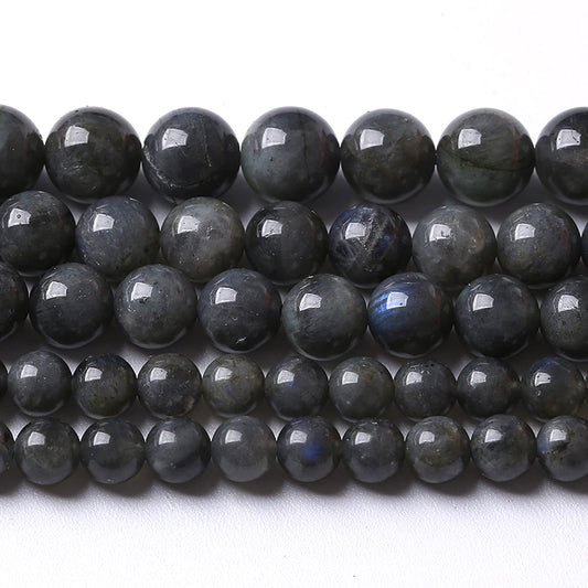 8MM 46PCS Natural Stone Black Labradorite Beads Crystal Loose Beads for Jewelry Making DIY Bracelet