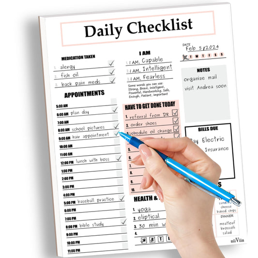 ADHD Planner for Adults & Women - 2026 Productivity Planner & Daily To Do List & Task Notepad, Neurodivergent Tools for Adults, Undated Full Focus Organization Pad with 50 Tear-Off Sheets, 8.5 x 11 Inch
