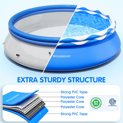 Easy Set Pool with Pool Lights, Upgraded Above Ground Pool,Large Inflatable Swimming Pool for Adults Round Pool,Quick Set Inflatable Top Rings Above Ground Swimming Pool 8ftx30in