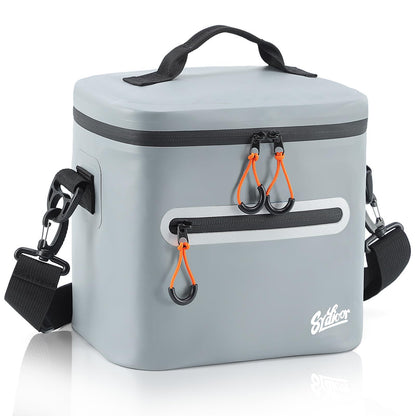 Mini Cooler Lunch Bag, 7 Can Insulated Ice Chest Box for Men Women, Waterproof, Leak-Proof, Portable Lunch Box for Work, Beach, Drink, Travel, Camping, Picnic (Small, Gray)