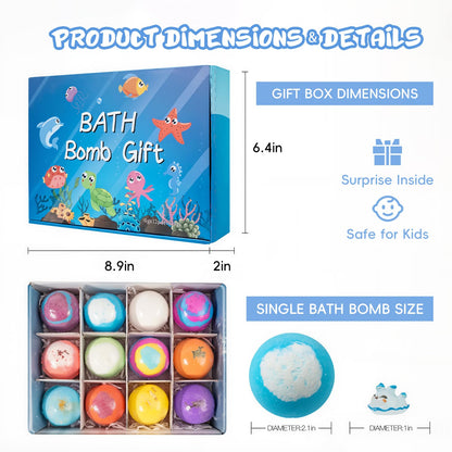 Baby Bath Bombs with Toys Inside Natural Bubble Surprise Gifts for Kids Splash Exploding Bombas De Baño para Niños Girls Boys Ocean Relaxing Splashy Balls Fizzy Foaming Shower Stuffers