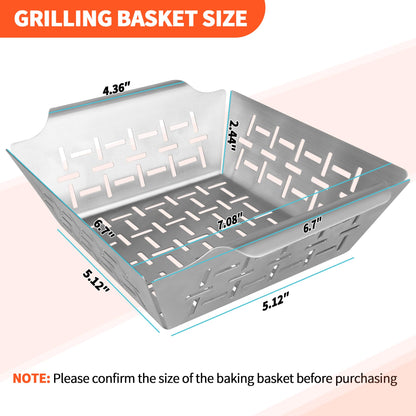 Grill Basket for Veggies, 7" Grilling Basket Replacement for Weber Grills Basket, vegetable Grilling Baskets for Weber Outdoor Grill Accessories, Stainless Steel Baskets for Veggies Fish Meat Food Camping