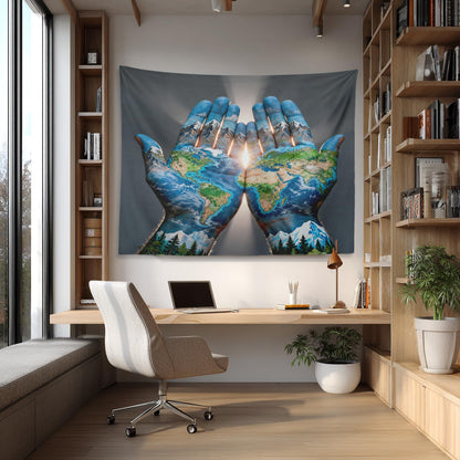 Shrahala Psychedelic Wall Tapestry - Blue Ethnic Design for Bedroom & Living Room (59.1 x 82.7 Inches)